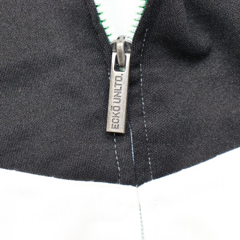 ECKO UNLTD Jacket Zip Front Size Large White Green Black Accents Stripes - Picture 10 of 15